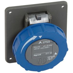 Inbouw contactdoos 230V 16A 3P IP67 kunstst. blauw 051146 Hypra