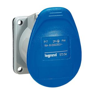 Inbouw contactdoos 230V 16A 3P IP44 kunstst. blauw 052022 P17