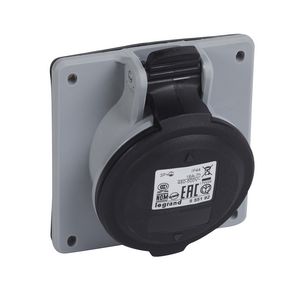 Inbouw Wandcontactdoos 500V 16A 4P IP44 kunstst. Zwart P17