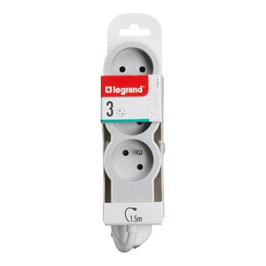 Contactdoos standaard 3xPA met 1,5m. wit-grijs VVE=10