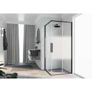 Schuifdeur RIGA A 1075-1090x2000mm Rose-1 motief profiel zwart