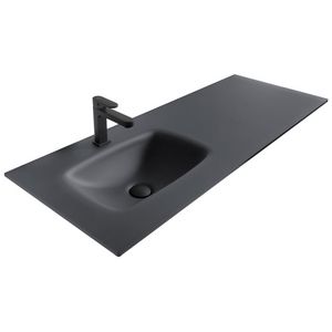 Wastafel 240 glas 100cm glaskleur Inox Dark Matt met 1x kraangat (i.c.m. meubel)