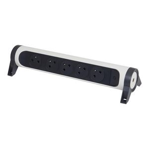 Contactdoos standaard 5xPA z.snoer zwart-wit VVE=5