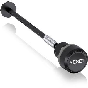 Reset drukknop met schacht Zwart met tekst "RESET"