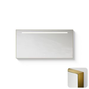 Spiegel Metallic Line Rectangle brushed Brass 120x60cm met ledverlichting + verwarming