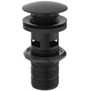 Push Open afvoerplug 1.1/4" met overloop Silk black (mat zwart)