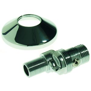 Losse S-koppeling Ballofix 3/8"x1/2" afsluitbaar P-CR incl. chroom rozet