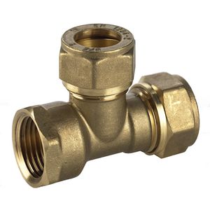 T-koppeling verlopend knel 15x15x1/2" bn. KIWA messing