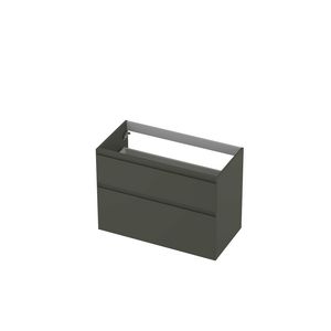 Onderkast 90cm 2x la greeploos gelakt afwerking 45° rondom a-symm. mat beton groen INK 1240837