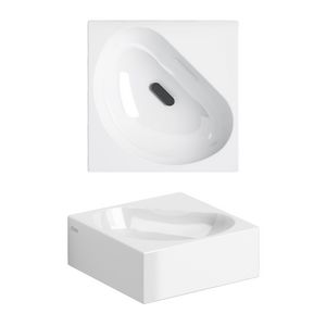 Flush 5 hoekfontein 270x270mm wit met plug zonder kraangat