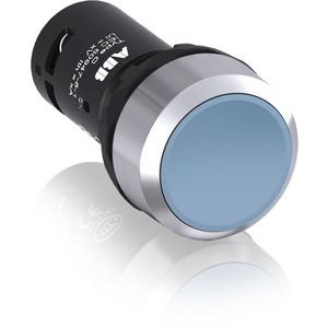 Vlakke knop compact serie terugverend 1NO blauw metalen ring