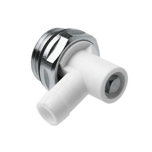 Radiatoraftapper vernikkeld draaibare tuit  wit 1/2"bt. + o-ring
