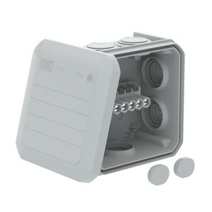 Kabeldoos klemmenstrook+invoeren 90x90x52 lichtgrijs VVE=5