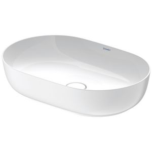 LUV #037960v opzetwastafel 600mm kleur buitenkant wit zijdemat (wit glans binnen) zonder kraangat geslepen onderzijde