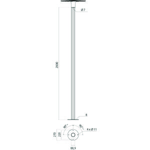 Mast Spillo F.T. 2,8 m met grondplaat