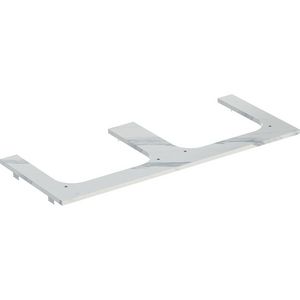 Wastafelblad porselein voor opzetwastafel 120cm wit marmerlook mat uitsparing rechthoek rechts + links ONE