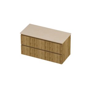 Deck Set Top afdekplaat hardsteen en onderkast symmetrisch gefreesd 1000x460x550mm Sand stone/Urban oak