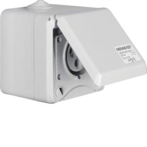 CEE-wandcontactdoos met klapdeksel 3P 16A opbouw