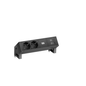 Desk 2 2x 230V RA + 1xUSB A/C chrgr 0,2m GST o.g. incl. klem