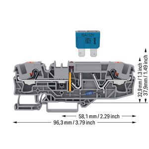 2-draads zekeringsklem platte autozek. 1681/1000-434 VVE=25