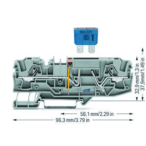 2-draads zekeringsklem platte autozek. 1681/1000-429 VVE=25