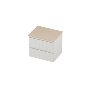 Deck Set Top afdekplaat hardsteen en onderkast symmetrisch gefreesd 600x460x550mm Sand stone/glans wit