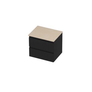 Deck Set Top afdekplaat hardsteen en onderkast symmetrisch gefreesd 600x460x550mm Sand stone/mat zwart
