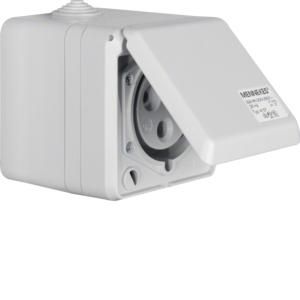 CEE-wandcontactdoos met klapdeksel 3P 32A opbouw