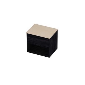 Deck Set Top afdekplaat hardsteen en onderkast met schap 600x460x550mm Sand stone/Black oak
