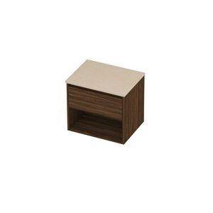 Deck Set Top afdekplaat hardsteen en onderkast met schap 600x460x550mm Sand stone/Cabana oak