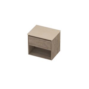 Deck Set Top afdekplaat hardsteen en onderkast met schap 600x460x550mm Sand stone/Raw oak