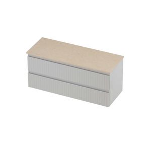 Deck Set Top afdekplaat hardsteen en onderkast symmetrisch gefreesd 1200x460x550mm Sand stone/glans wit