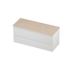 Deck Set Top afdekplaat hardsteen en onderkast symmetrisch gefreesd 1200x460x550mm Sand stone/mat wit