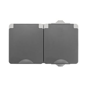 Opbouw Wandcontactdoos 2-voudig Horizontaal IP55 Grijs VVE=8