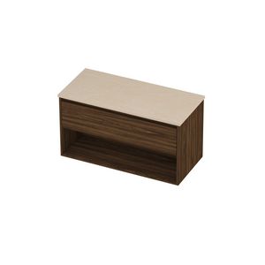 Deck Set Top afdekplaat hardsteen en onderkast met schap 1000x460x550mm Sand stone/Cabana oak