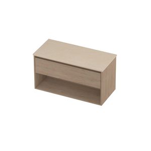 Deck Set Top afdekplaat hardsteen en onderkast met schap 1000x460x550mm Sand stone/Ideal oak