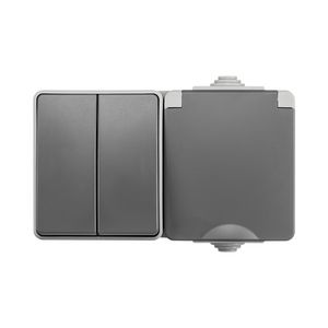 Opbouw Combinatie WCD en Serieschakelaar H. IP55 Grijs VVE=8