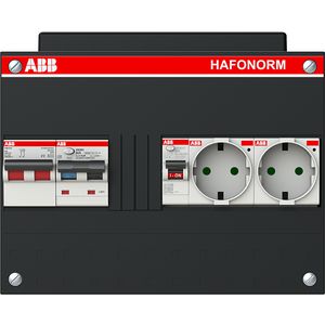Groepenkast 1 fase 1 HS 40A 2P 1 PV RCBO B25 2P 300mA 2 wandcontactdoos