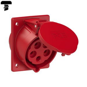 CEE inbouw wandcontactdoos schuin 32A 5p 400V 6h rood IP44 flens VVE=10