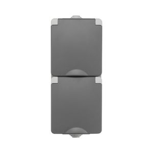 Opbouw Wandcontactdoos 2-voudig Verticaal IP55 Grijs VVE=8