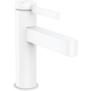 Finoris 1-hendel wastafelmengkraan 100 mat wit sprong 126mm incl. push-open plug 1.1/4"