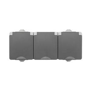 Opbouw Wandcontactdoos 3-voudig Horizontaal IP55 Grijs VVE=6