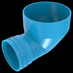 Eindstuk lijm 90° PVC luchtverdeelsysteem VENTIZA blauw Ø125mm x Ø80mm H=50mm mof/mof