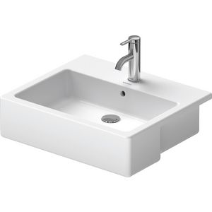 VERO #031455 halfinbouwwastafel 550mm wit met kraangat met overloop