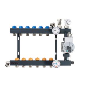 Vloerverwarmingsverdeler staal BOXER CF-B bovenaansluiting 2-groeps incl. pomp