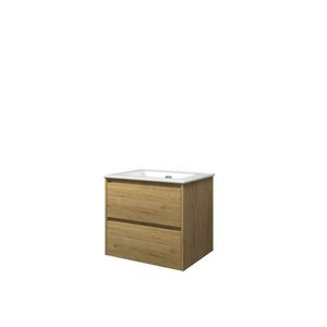 Set Proline porselein Elegant wastafel wit zonder kraangat onderkast symmetrisch ideal oak 60x46cm