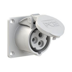 CEE inbouw wandcontactdoos RE 16A 3p 50-250V DC 3h grijs IP54 flens 70x70