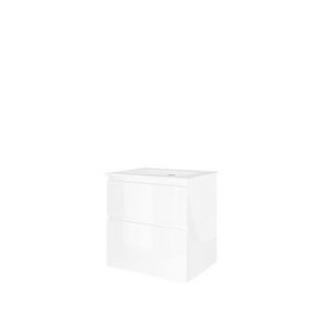 Set Proline porselein Elegant wastafel wit zonder kraangat onderkast symmetrisch glans wit 60x46cm