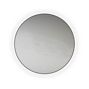 Spiegel BlackLine Round matt black frame indirecte ledverlichting rondom 4200K Ø1000mm