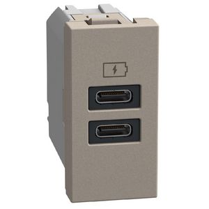 Light Now USB oplader type C+C - 15W - 1 module - stone